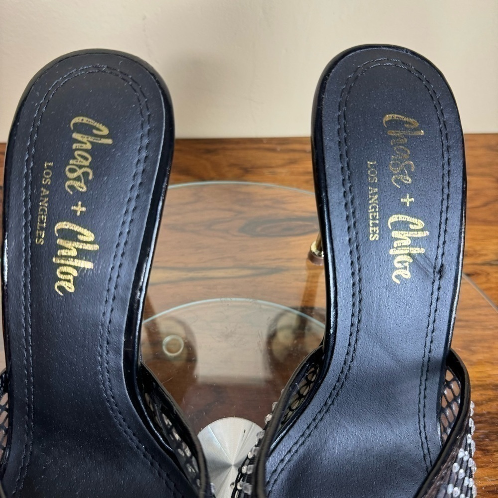 Chase and Chloe Ariane Rhinestone Mesh Sandal - black - 7 - Picture 13 of 15